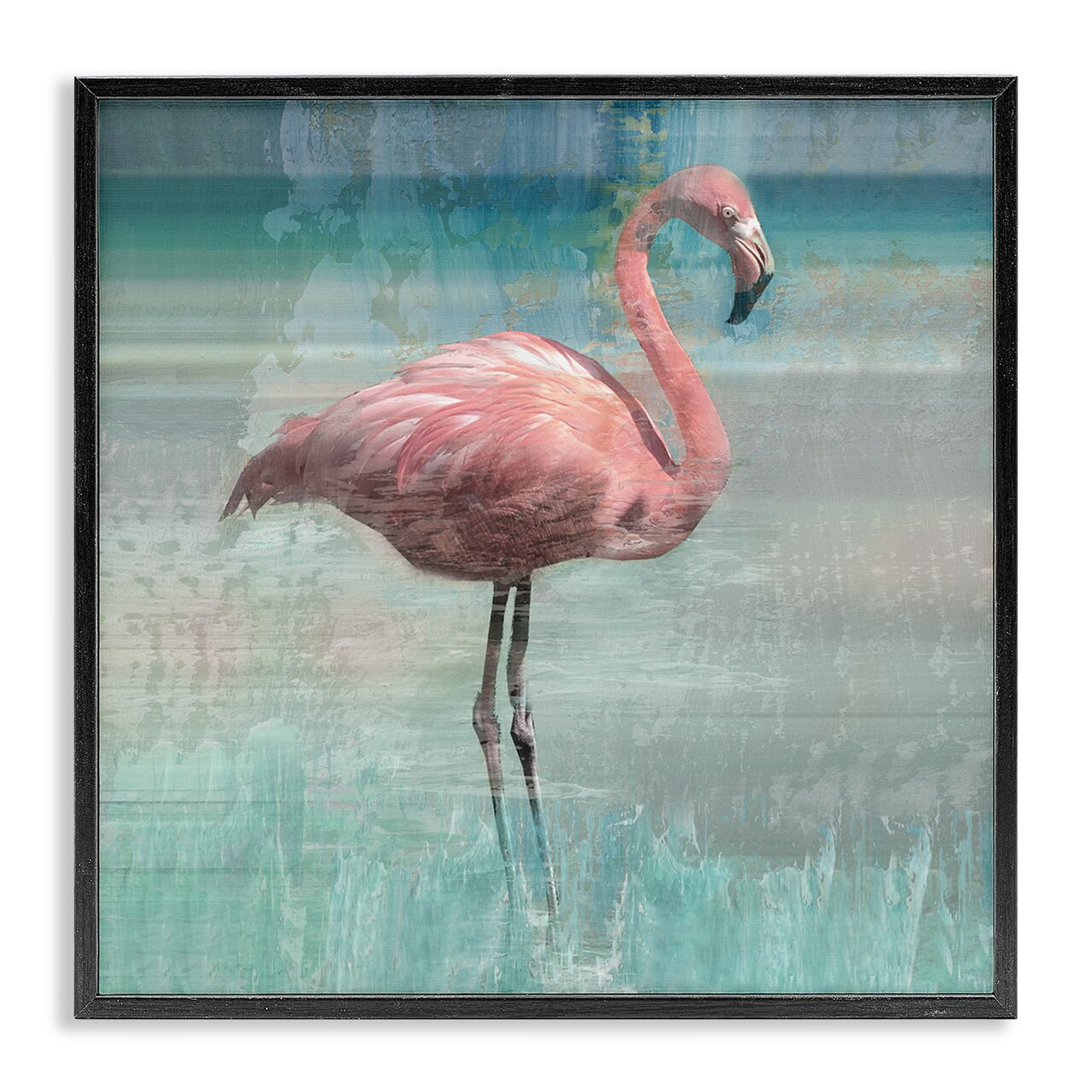 Stupell Industries Layered Flamingo Bird Portrait Framed Giclee Art